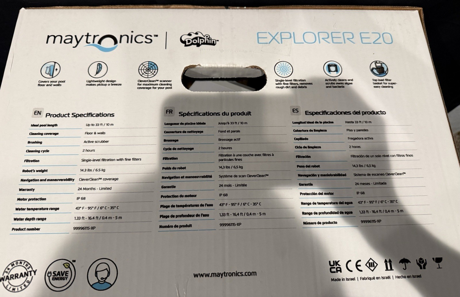 Dolphin Explorer E20 Robotic Pool Cleaner Black/White Maytronics FAST SHIPPING