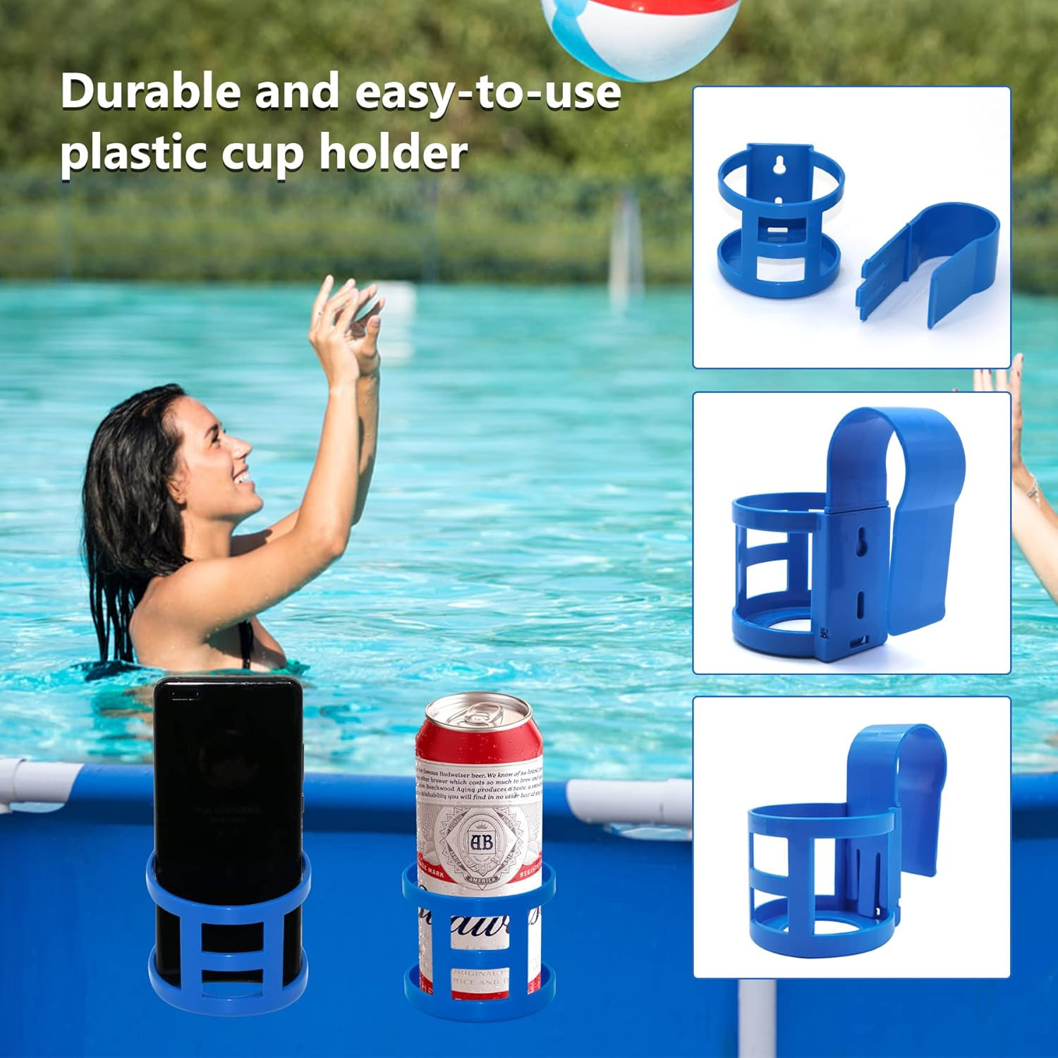 Poolside Cup Holder for above Ground Pools, Pool Drink Holders for Party ONLY FI
