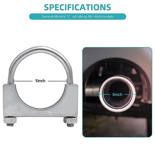 5 inch Heavy Duty U-Bolt Exhaust Clamp for OD Exhaust Tail Pipe Diameter, 5&Prime;