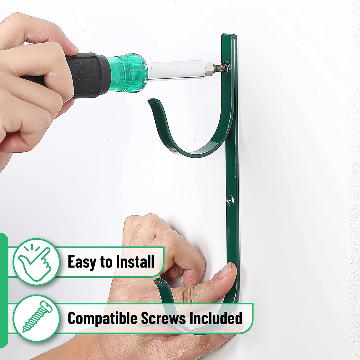 Stylish Green Pool Equipment Hooks – 2 Heavy Duty Hangers for Versatile Use