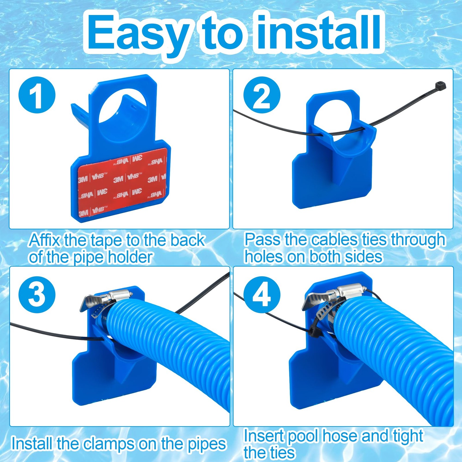 2 Pack Pool Pump Hoses for Above Ground Pools 1.25 inches x 59 inches, Blue