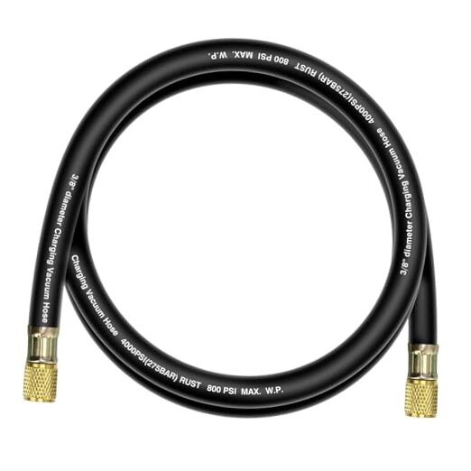 2026 Upgraded 3/8&Prime; HVAC Vacuum Hose,72“ Refrigerant Charging Hose, Black 6Ft
