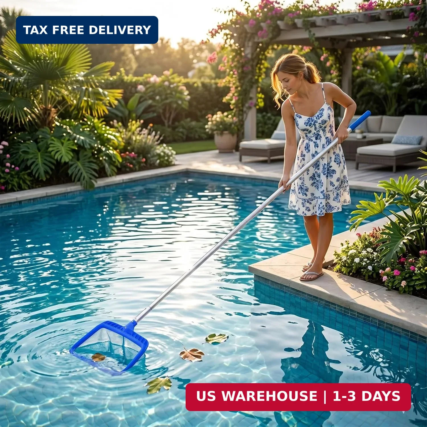 Consciot 3-in-1 Pool Cleaning Kit Includes Leaf Rake Net, Wall Brush & Pole | Da