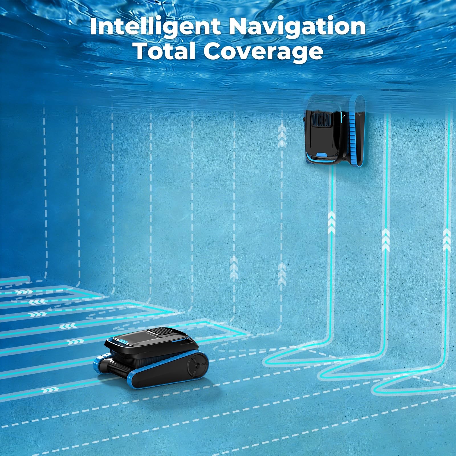 Automatic Robotic Pool Cleaner, Cordless Vacuum Robot 4 Inground & Above Ground