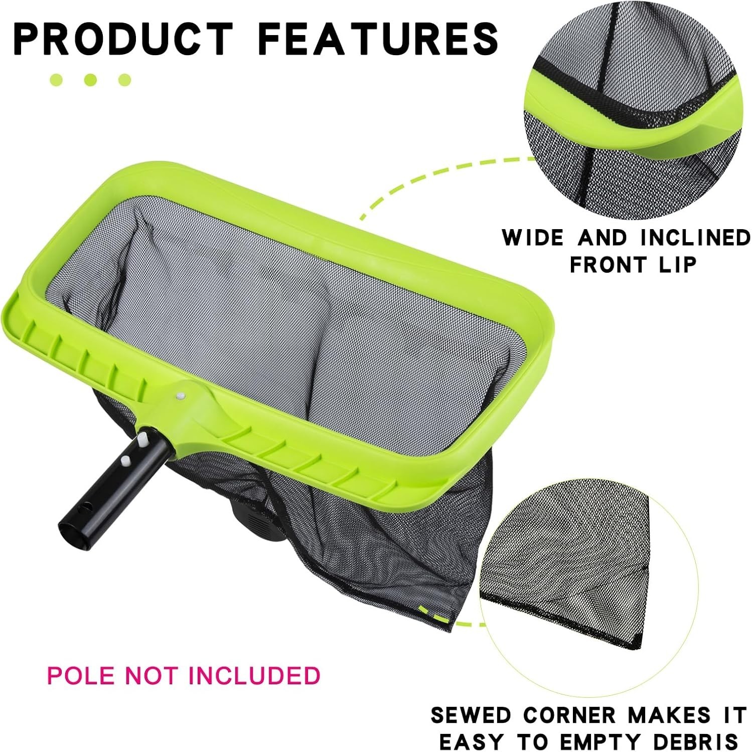 Corner Sewed Pool Skimmer Net with Child-Safe Design – Perfect for Home Use