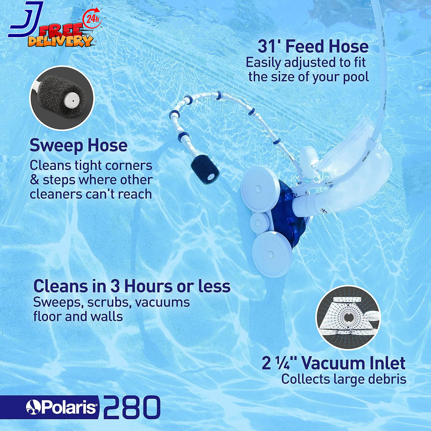 Sweep 280 Pressure Side In Ground Pool Cleaner Double Venturi Jet Powered