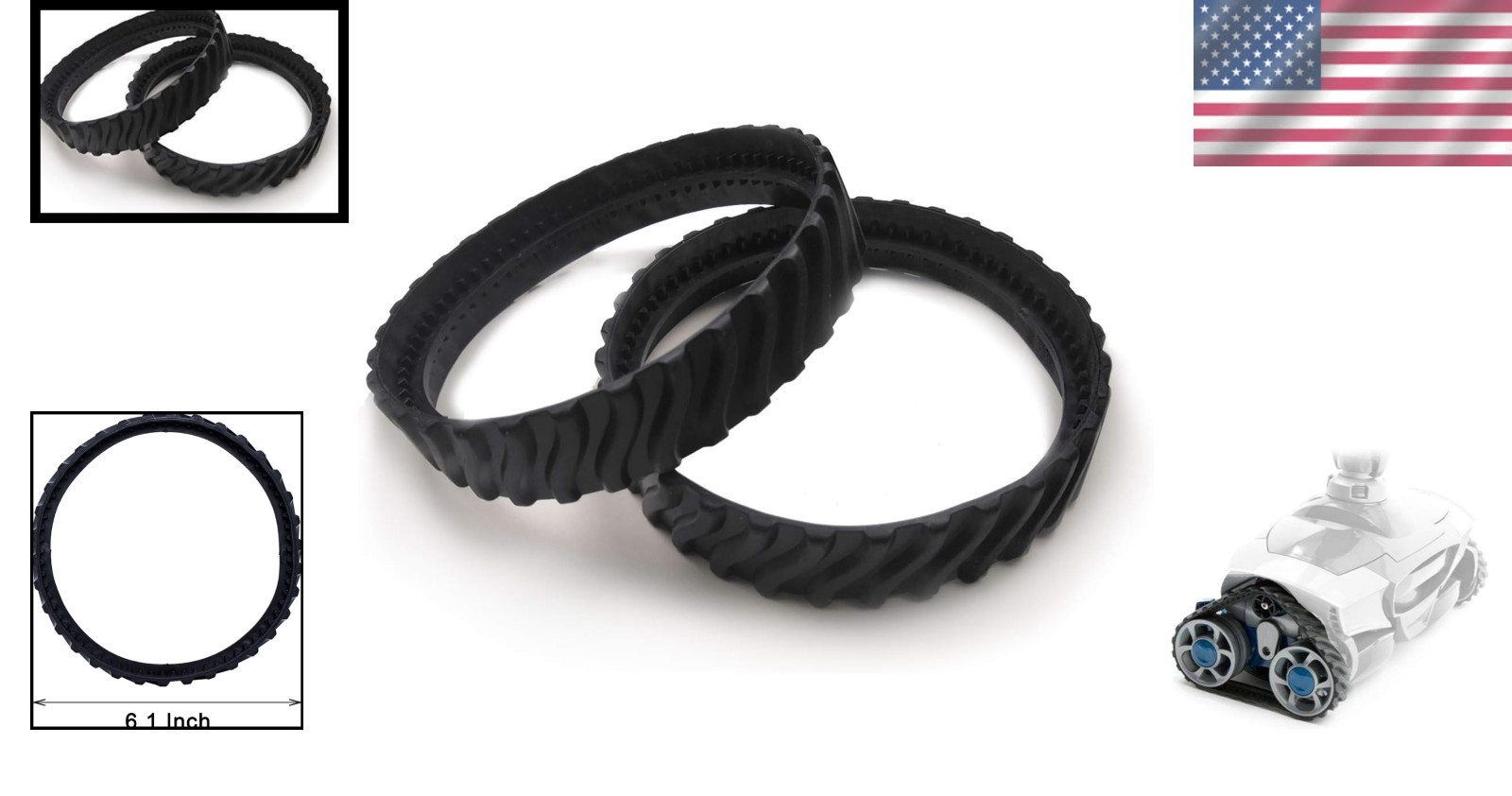 1 Pair Heavy-Duty Rubber Tracks for MX6/MX8 Pool Cleaners – 50% Longer Life!
