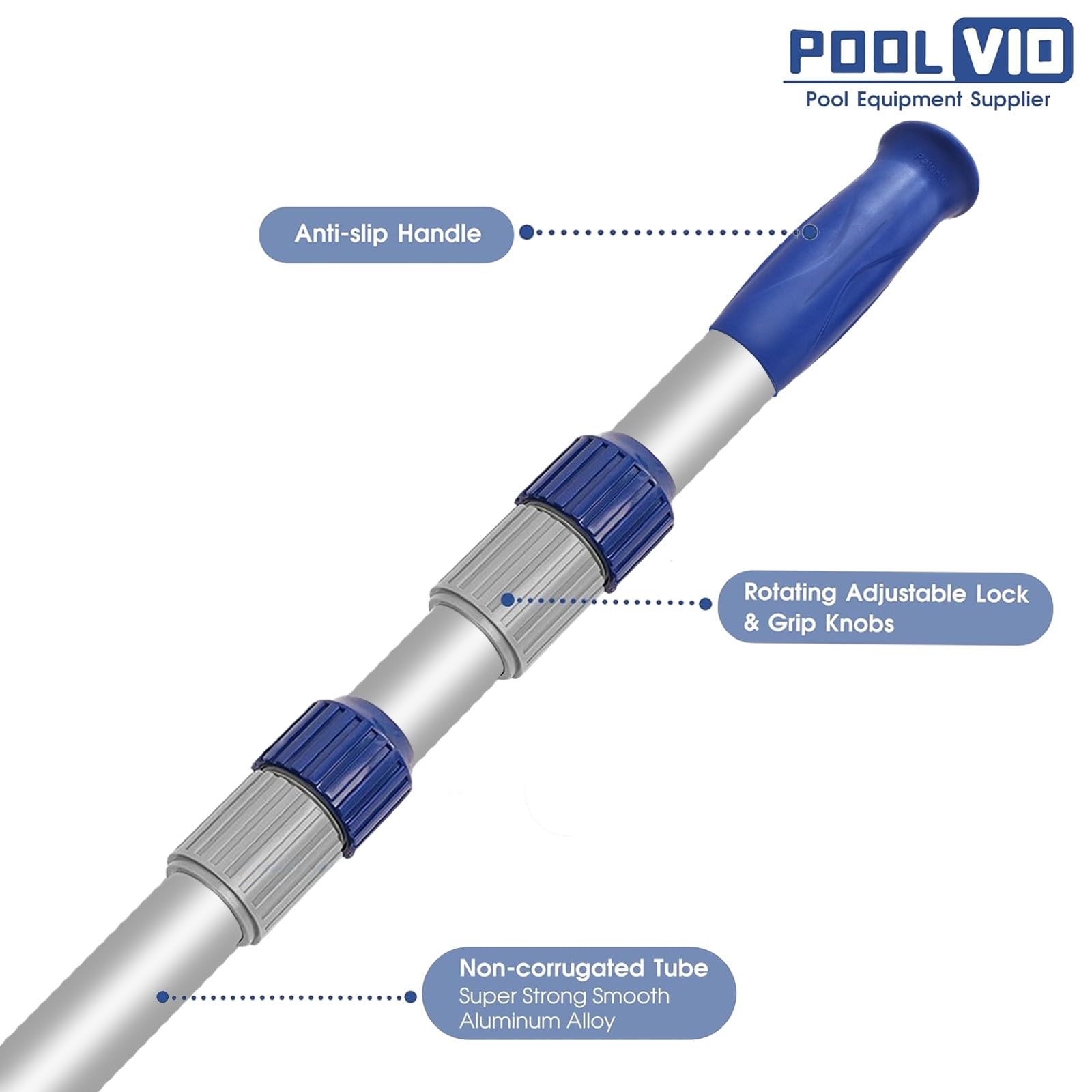 15 FT Telescopic Pool Pole – Adjustable Aluminum Skimmer for Cleaning Nets &