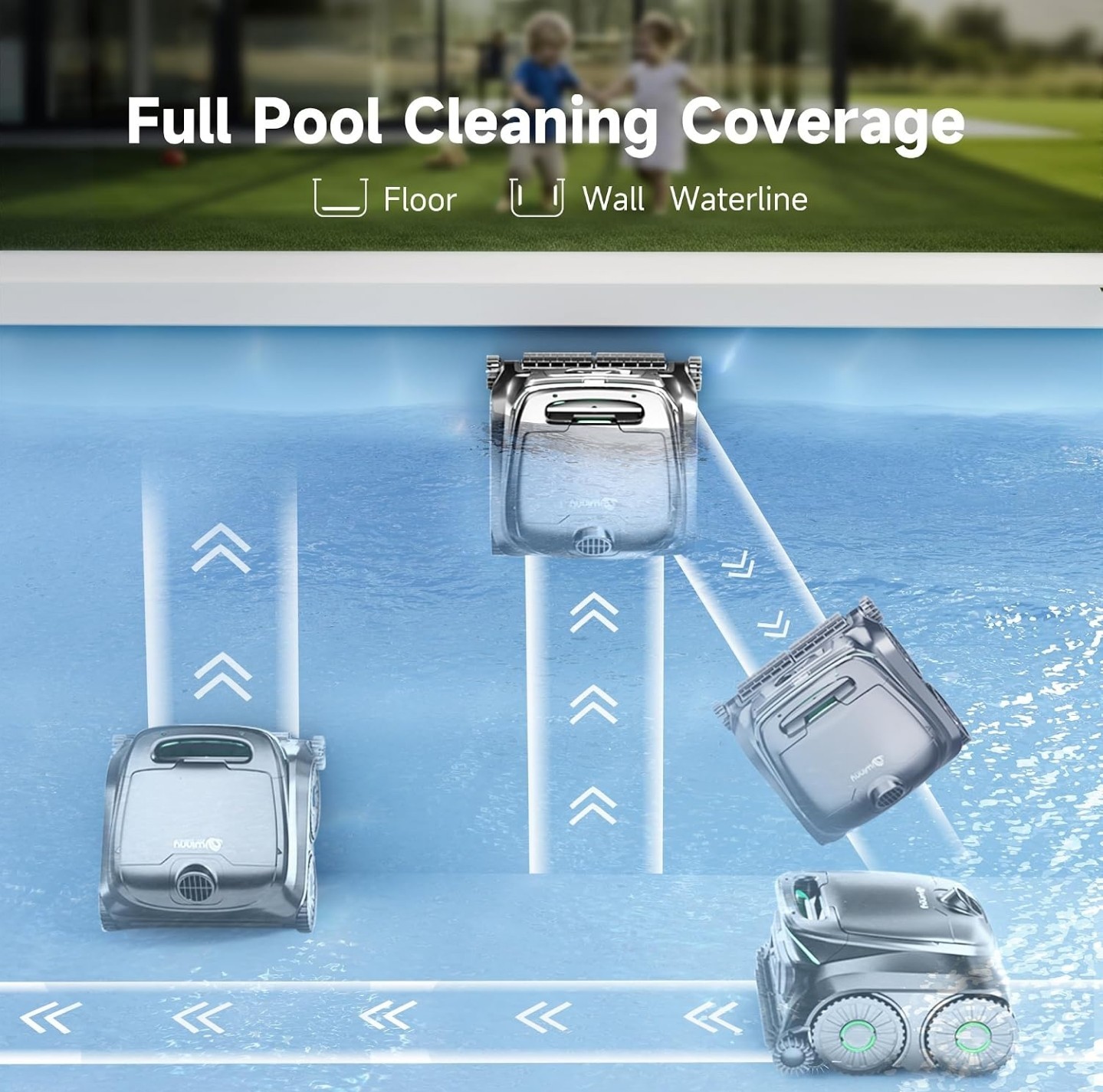 WINNY / WYBOT B1 Cordless Robotic Pool Cleaner – Smart App, Quad-Brush, In/Above