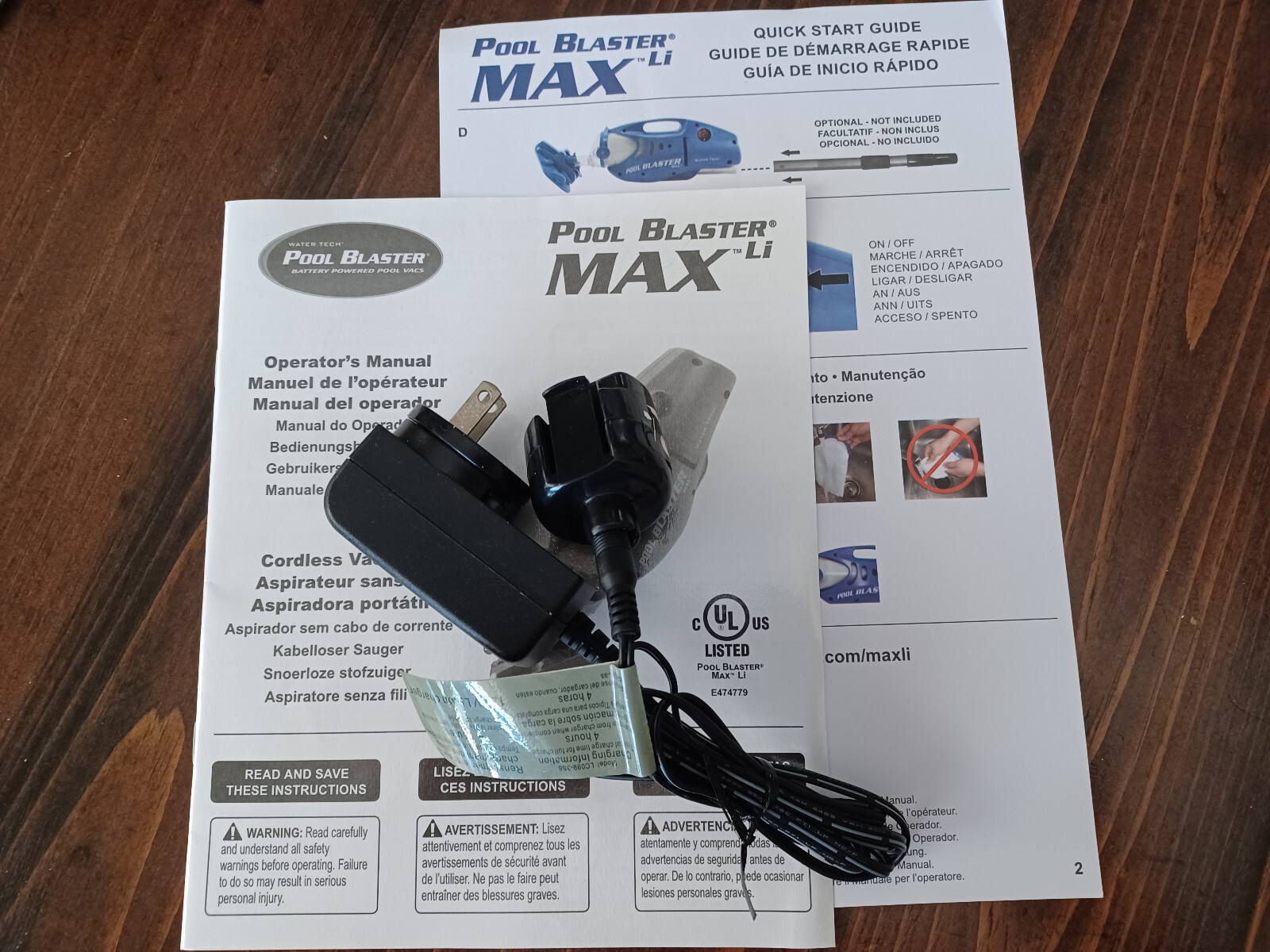 Original Water Tech Pool Baster Max Li Model 30000ML Charger Cord and Adapter