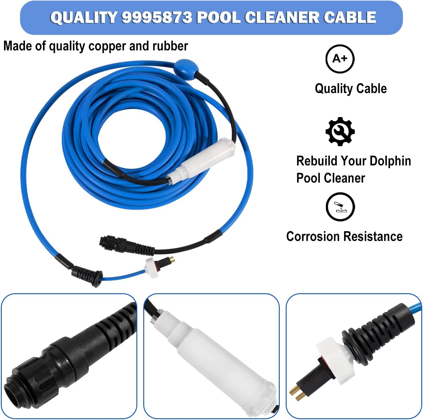 9995873-DIY Cable Wire Assy w/ Swivel For Dolphin Supreme M4/5, M400/500 Wave 65