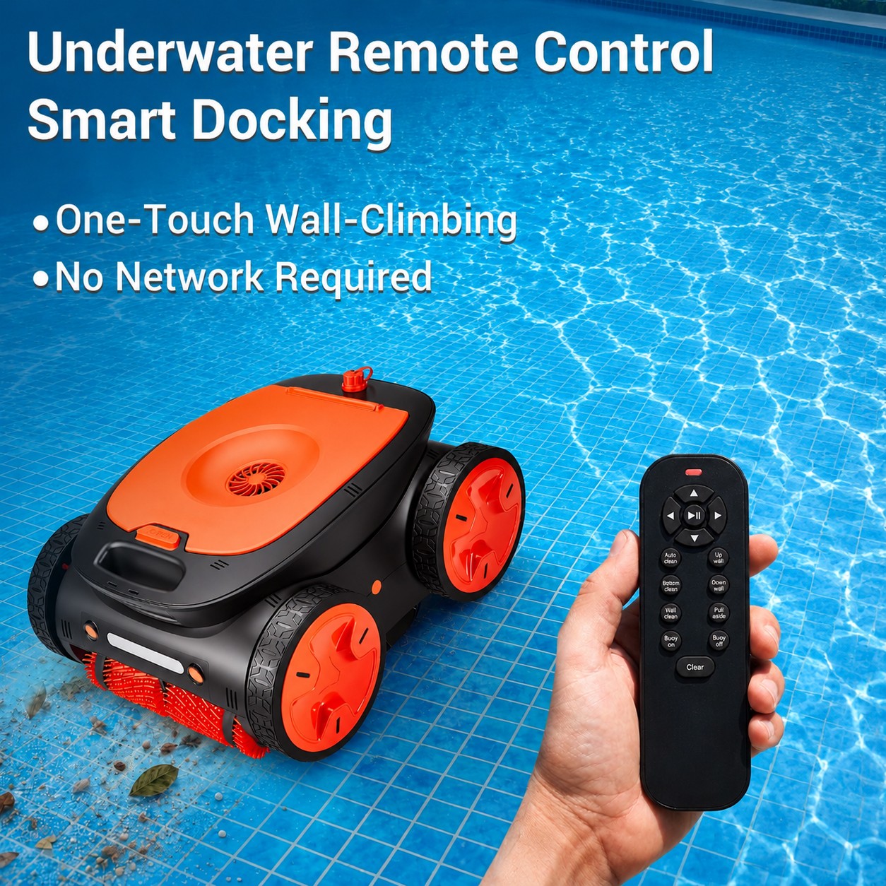 Cordless Robotic Pool Cleaner Wall Ground Vacuum Cleaner Remote Control 5-Motor