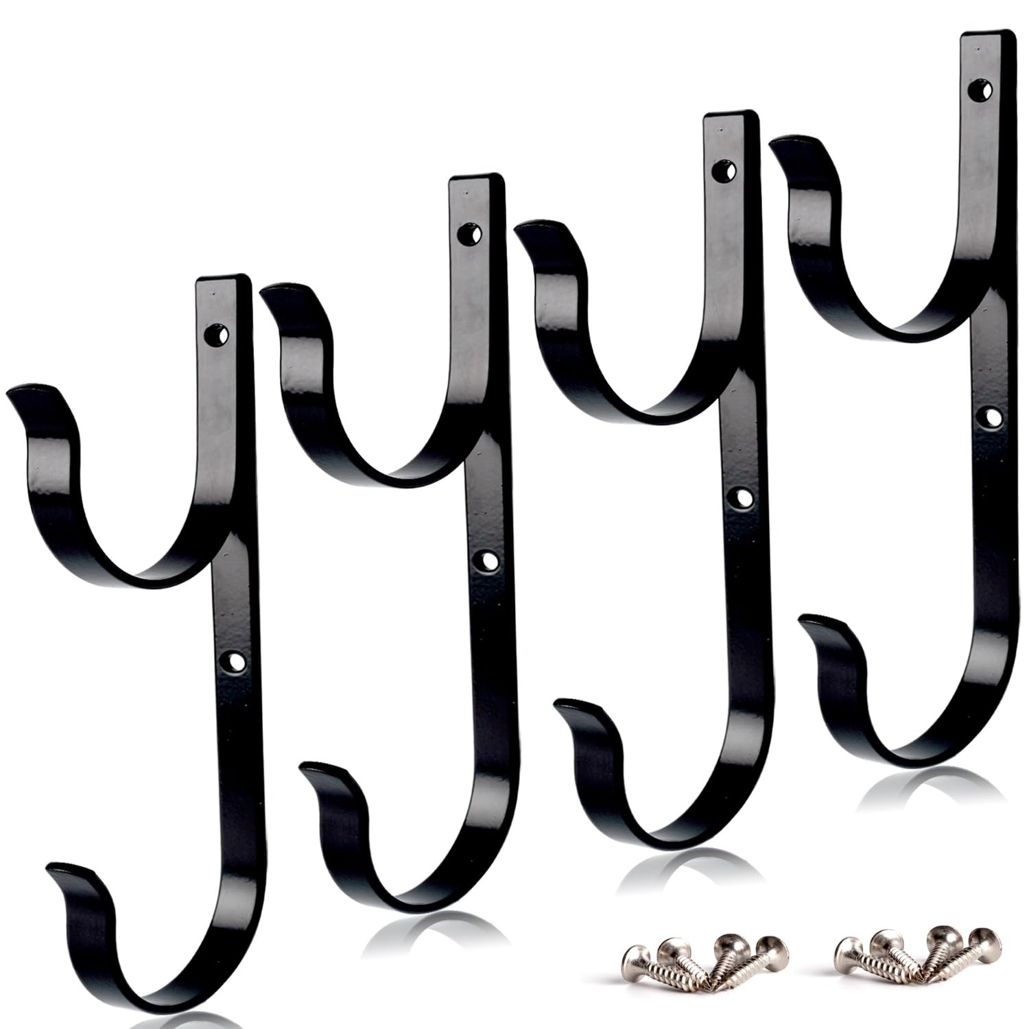 2 Pcs Set Pool Pole Hangers Heavy Duty Black Aluminium Holder with Screws Per…