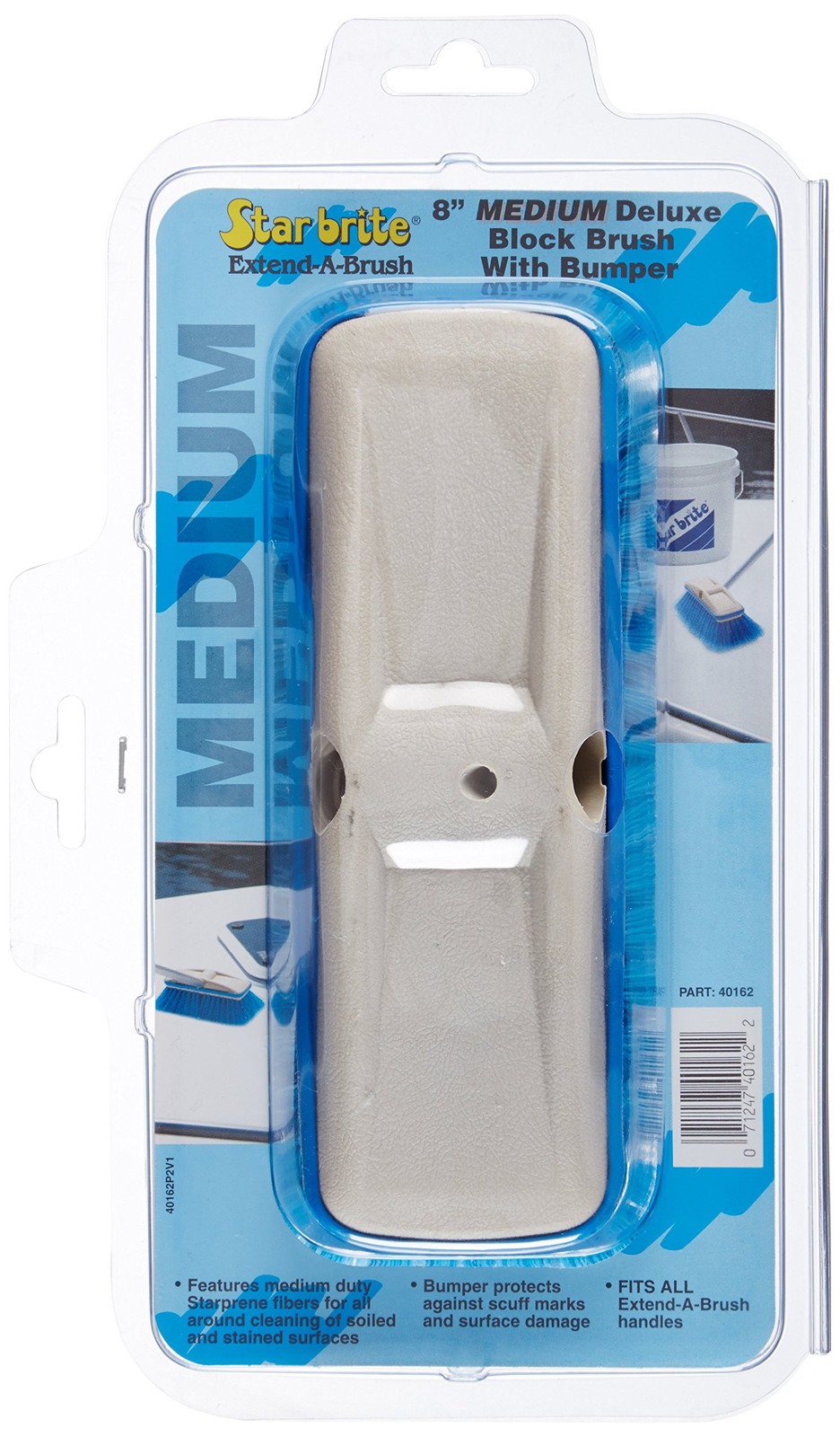 STAR BRITE Premium Medium Wash 8&Prime; Brush Head W/Bumper – Deluxe Brush, Blue