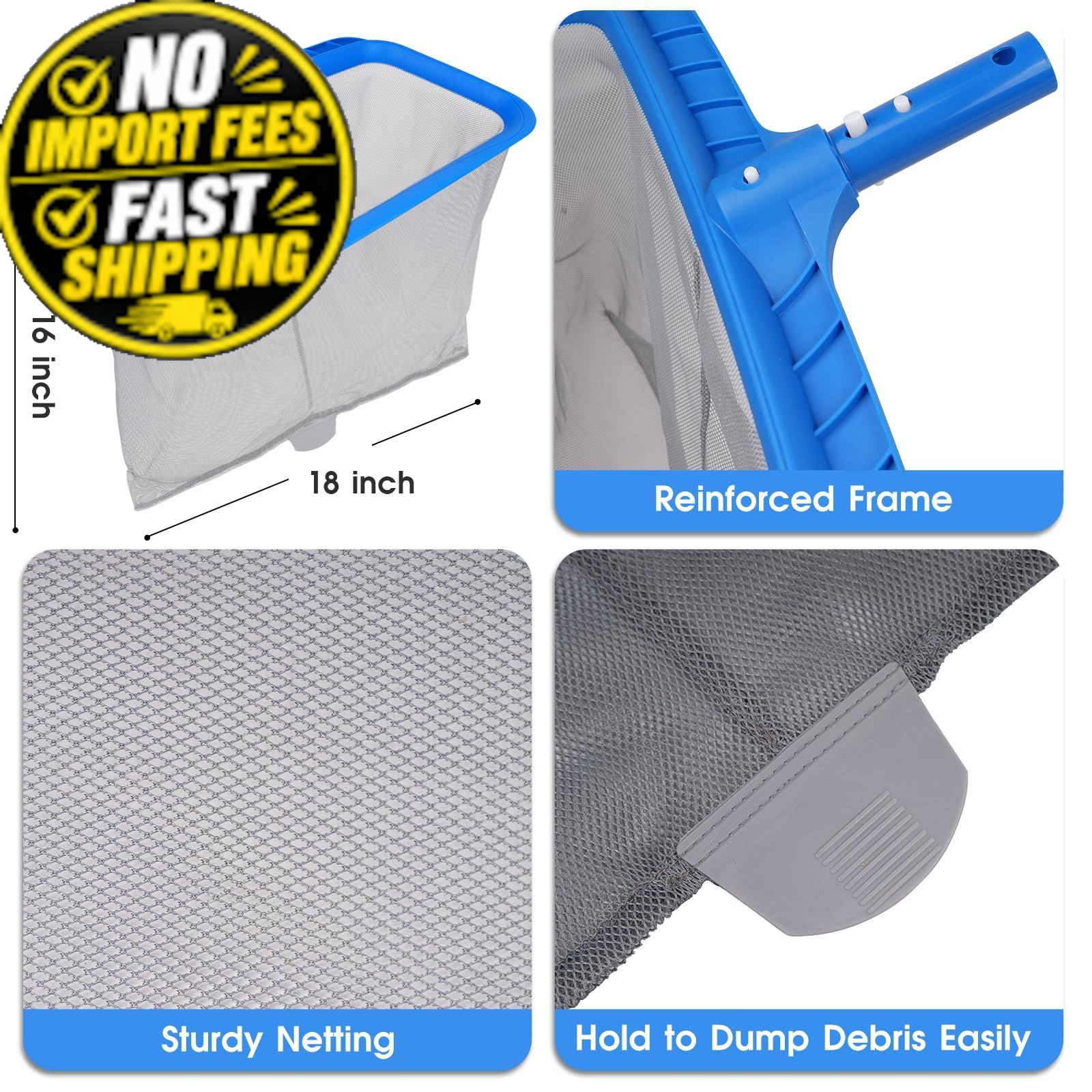 3-in-1 TidyMister Pool Cleaning Kit – 18 » Set(without pole), Blue