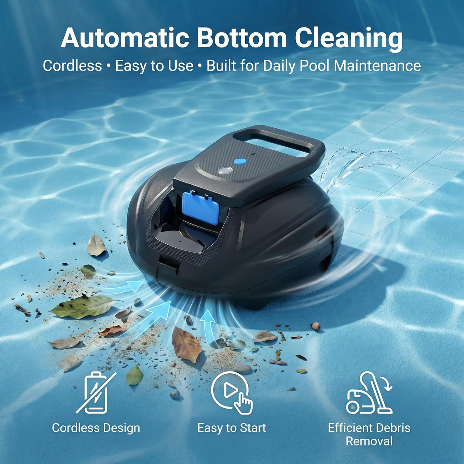 Robotic Pool Cleaner Cordless, Dual-Motor Powerful Suction & 120 Mins Longest Ru