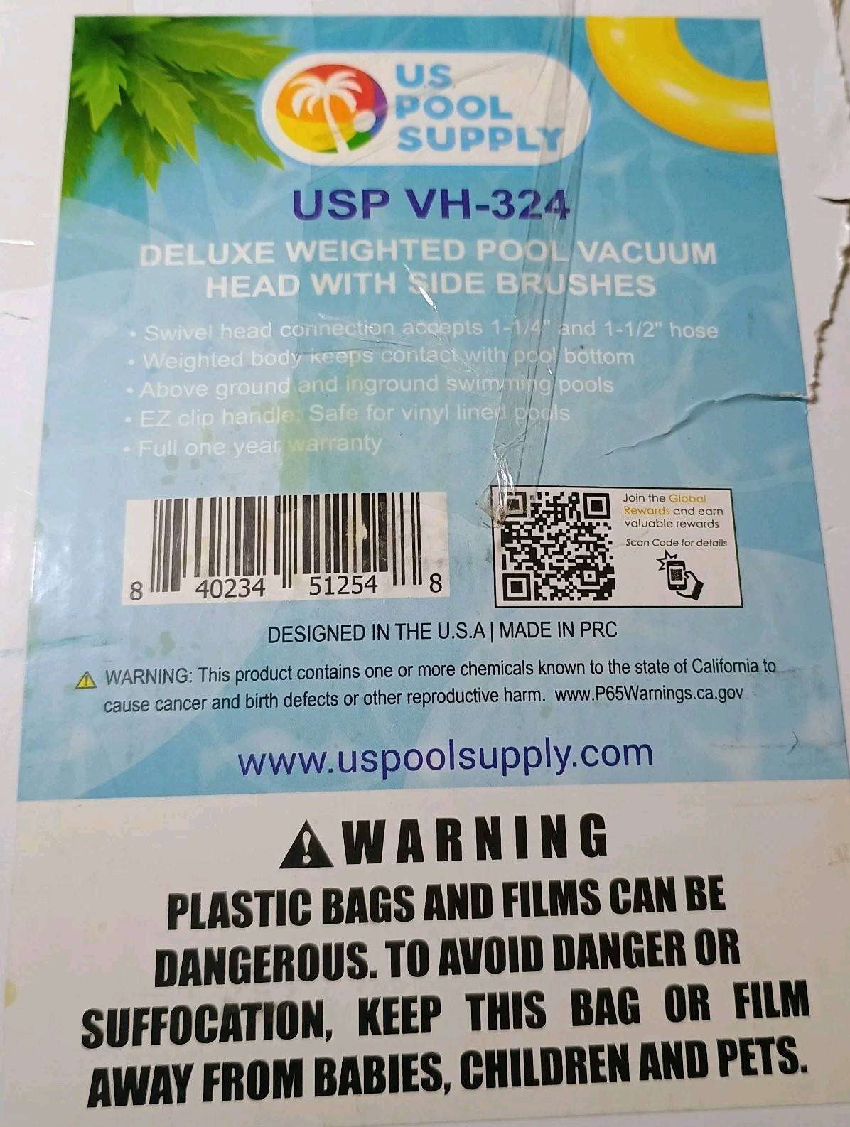 VH-324 Deluxe Weighted Pool Vacuum Head With Side Brushes Swivel Connections