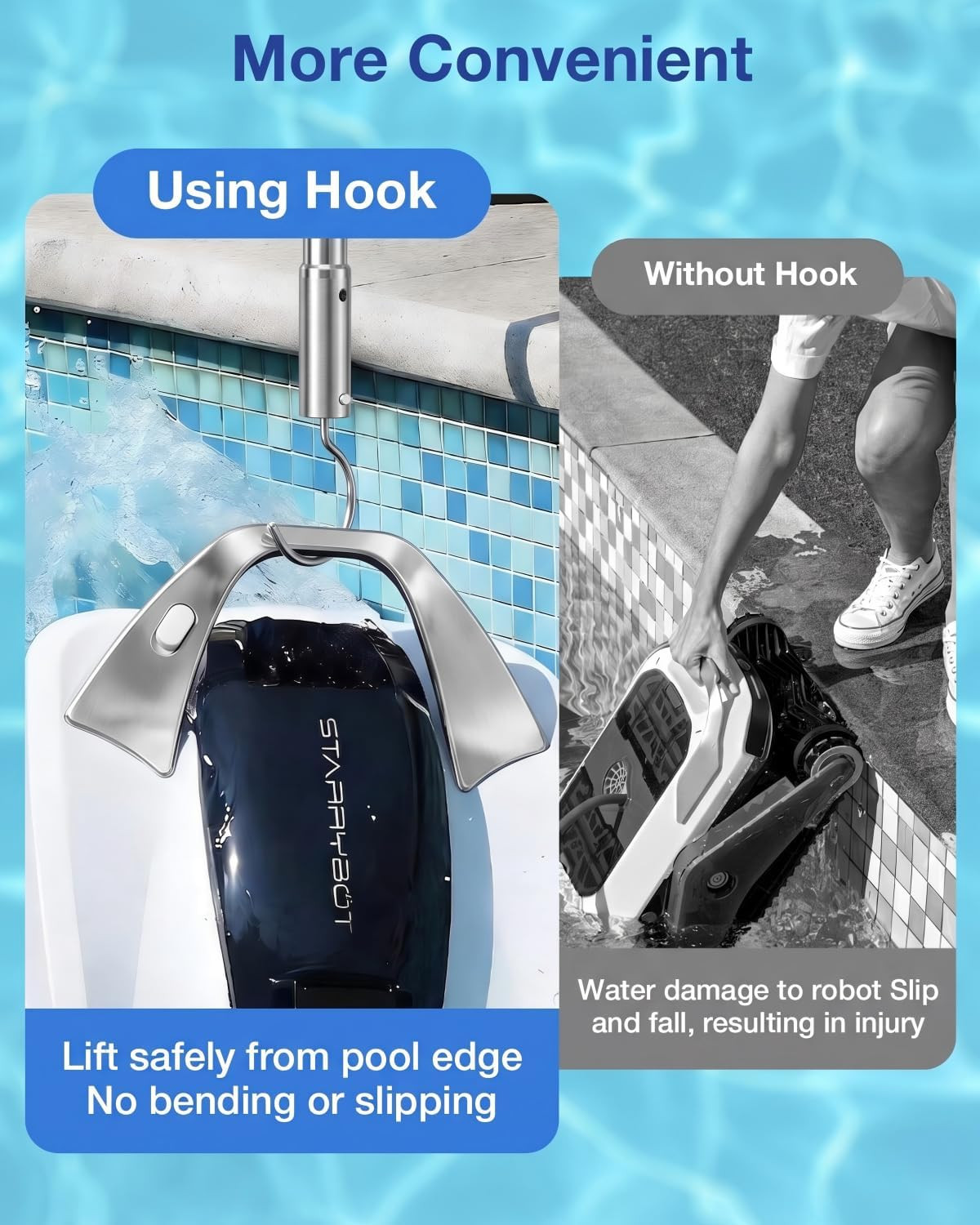 Hook for All Robotic Pool Cleaner, Stainless Steel Hook for Pool Poles，Accessori