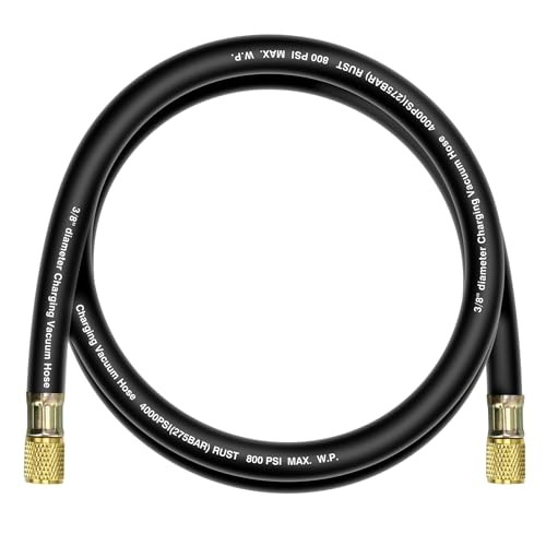 2026 Upgraded 3/8&Prime; HVAC Vacuum Hose,72“ Refrigerant Charging Hose, Black 6Ft