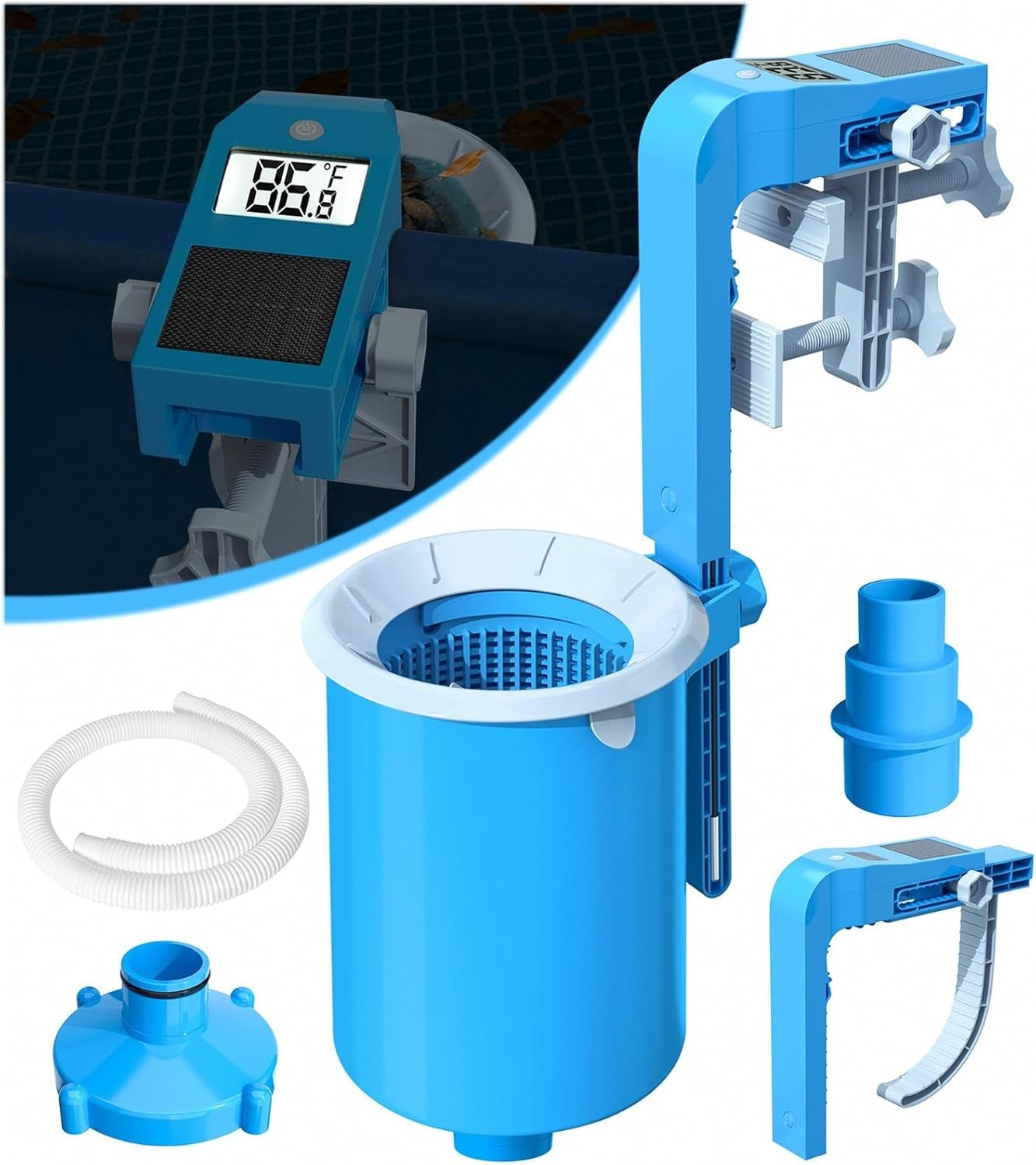 Above Ground Pool Skimmer with Solar Digital Thermometer | Wall Mount Surface…