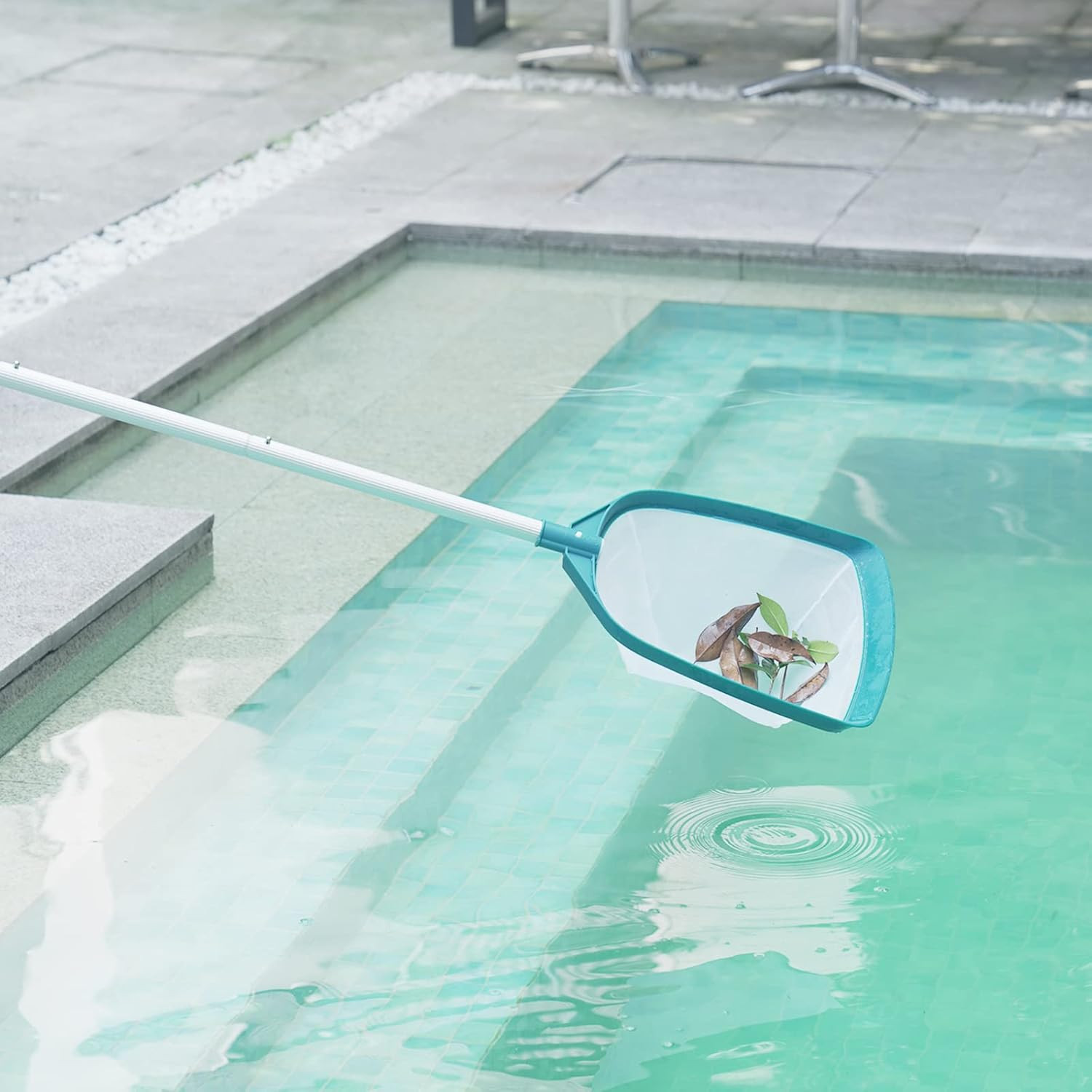 Upgrades Swimming Pool Leaf Net Skimmer Rake with Adjustable Aluminum Pole and N