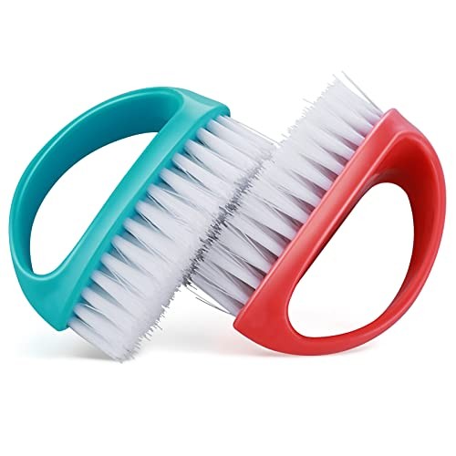 Cobee 2 Pack Hand Nail Brushes – Durable Stiff – Red, Blue
