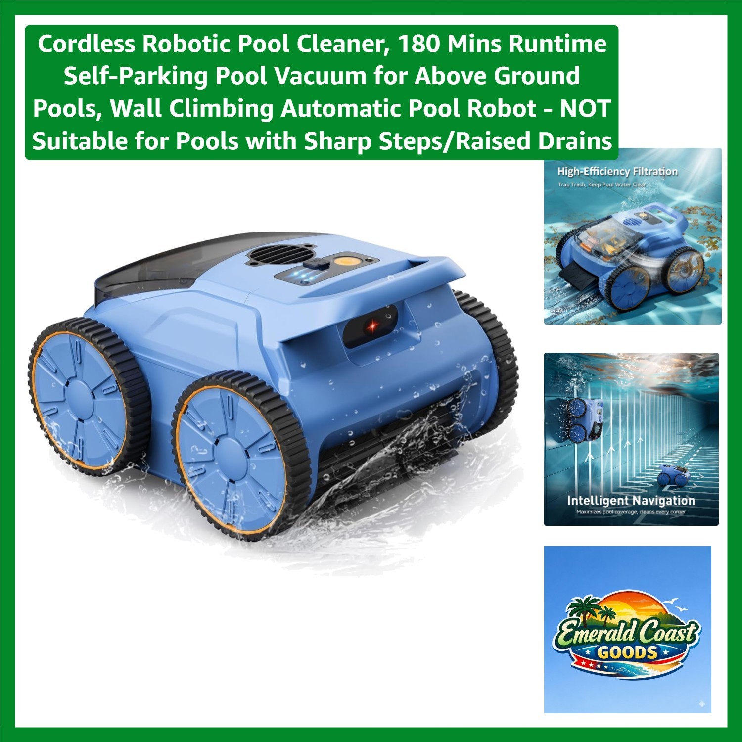 Lightweight Robotic Pool Cleaner with Large-Capacity Filter – Effortless Care