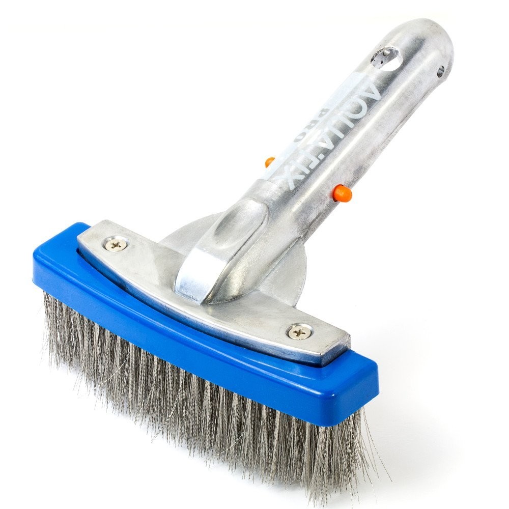 Heavy Duty 5&Prime; Pool Brush with Stainless Steel Bristles & Aluminum Handle – Clean
