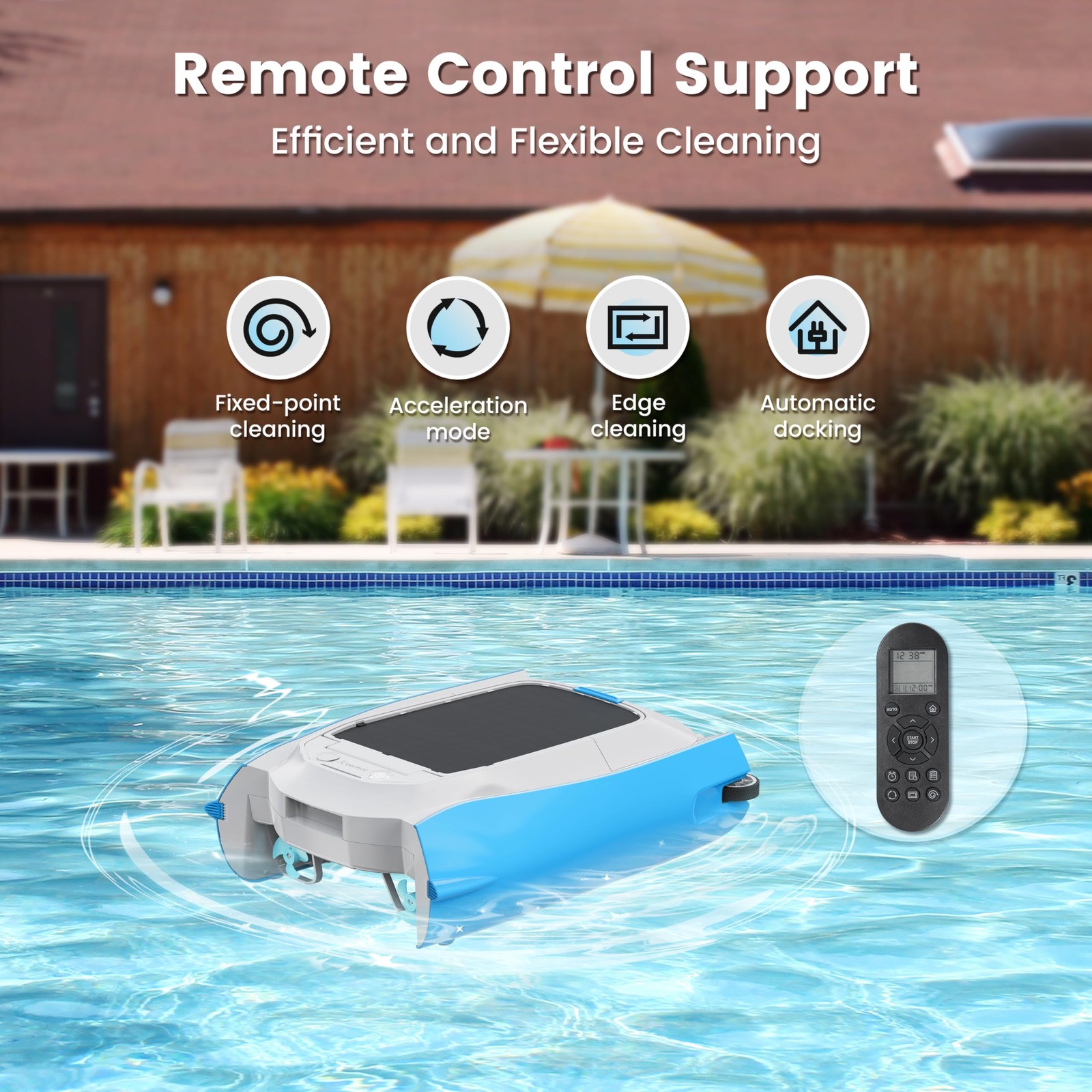 Keenhot Solar Powered Robotic Pool Surface Skimmer Cleaner, Automated Pool