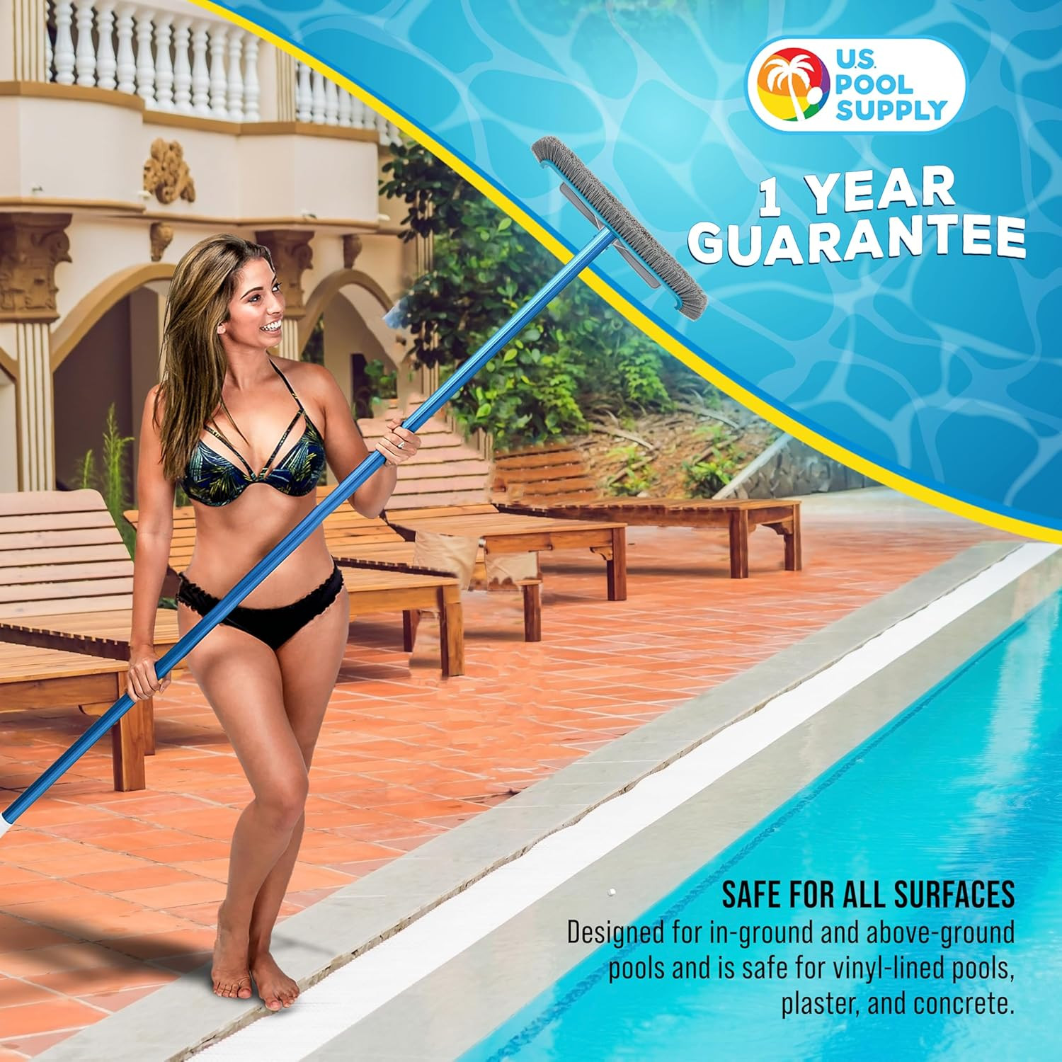 17.5&Prime; Pool Brush Head for Inground Pools – Swimming Pool Brush
