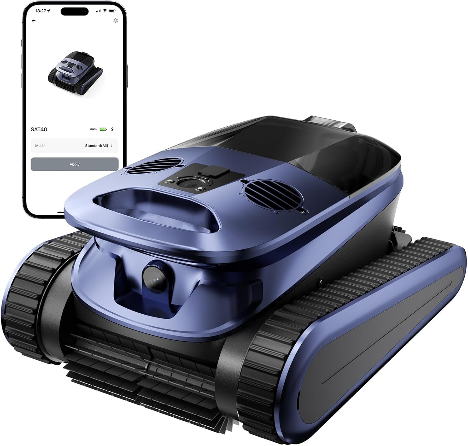 2026 Upgraded SAT40 Robot Vacuum for Inground Pools, Replaceable Battery Cordle