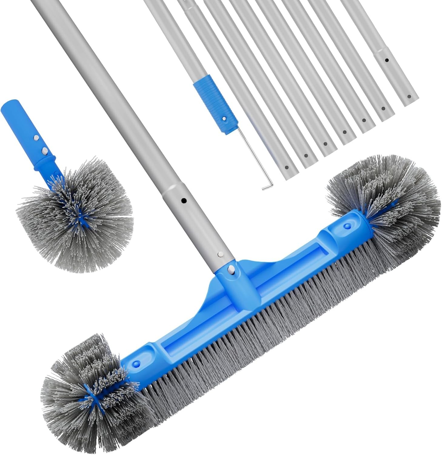 Pool Brush Head 20 In Wavy Nylon Bristles Scrubber for Wall Step Cleaning