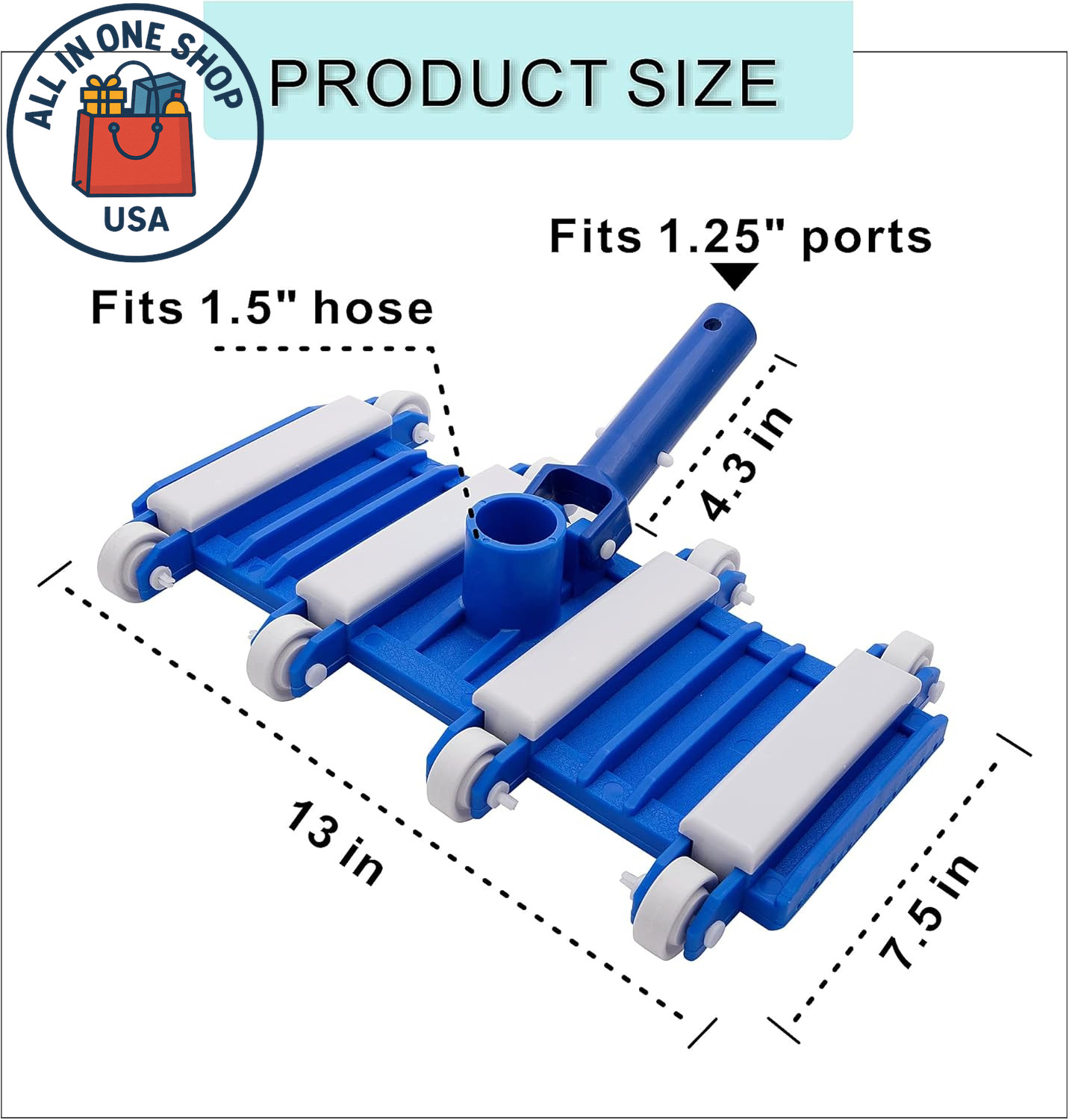 14&Prime; Heavy Duty Pool Vacuum Head with Wheels for Above & Inground Pools