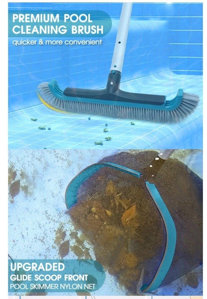 Swimming Pool Cleaning Kit-Aluminum Frame Skimmer Net with 10Ft Adjustable Pole