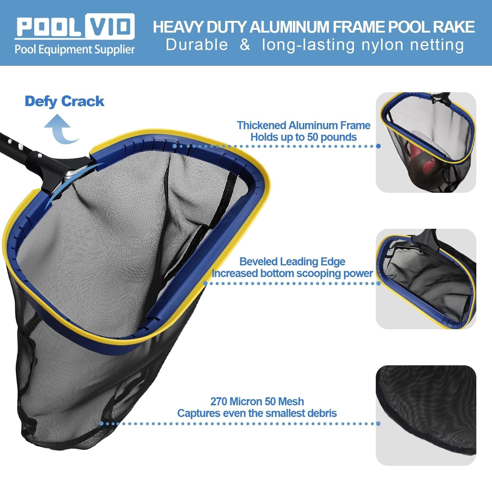 5-in-1 Pool Cleaning Kit – Skimmer Net, Leaf Rake, 20&prime; Brush & 13ft Pole