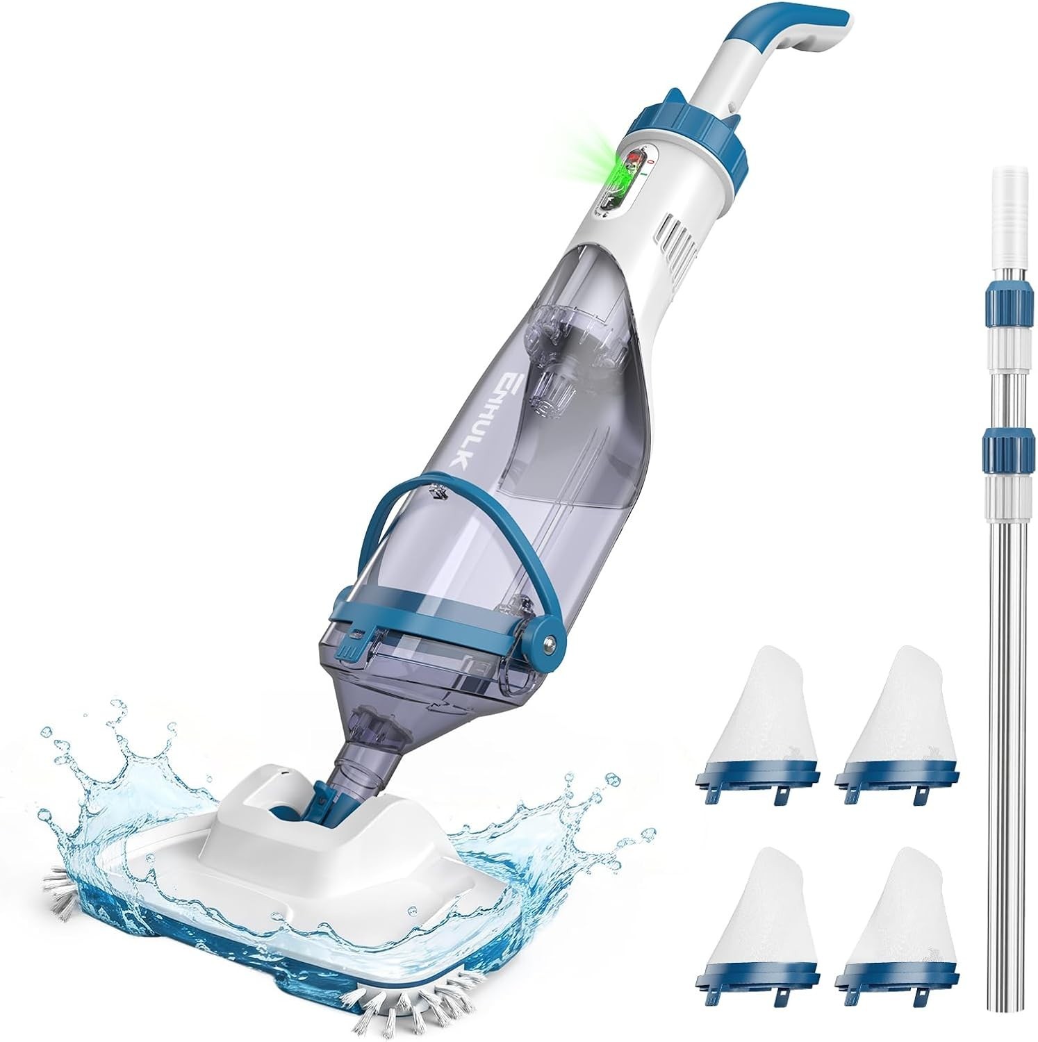 PC15 Cordless Pool Vacuum: 13.4&Prime; Head & 87.5&Prime; Telescopic for Fast Cleaning
