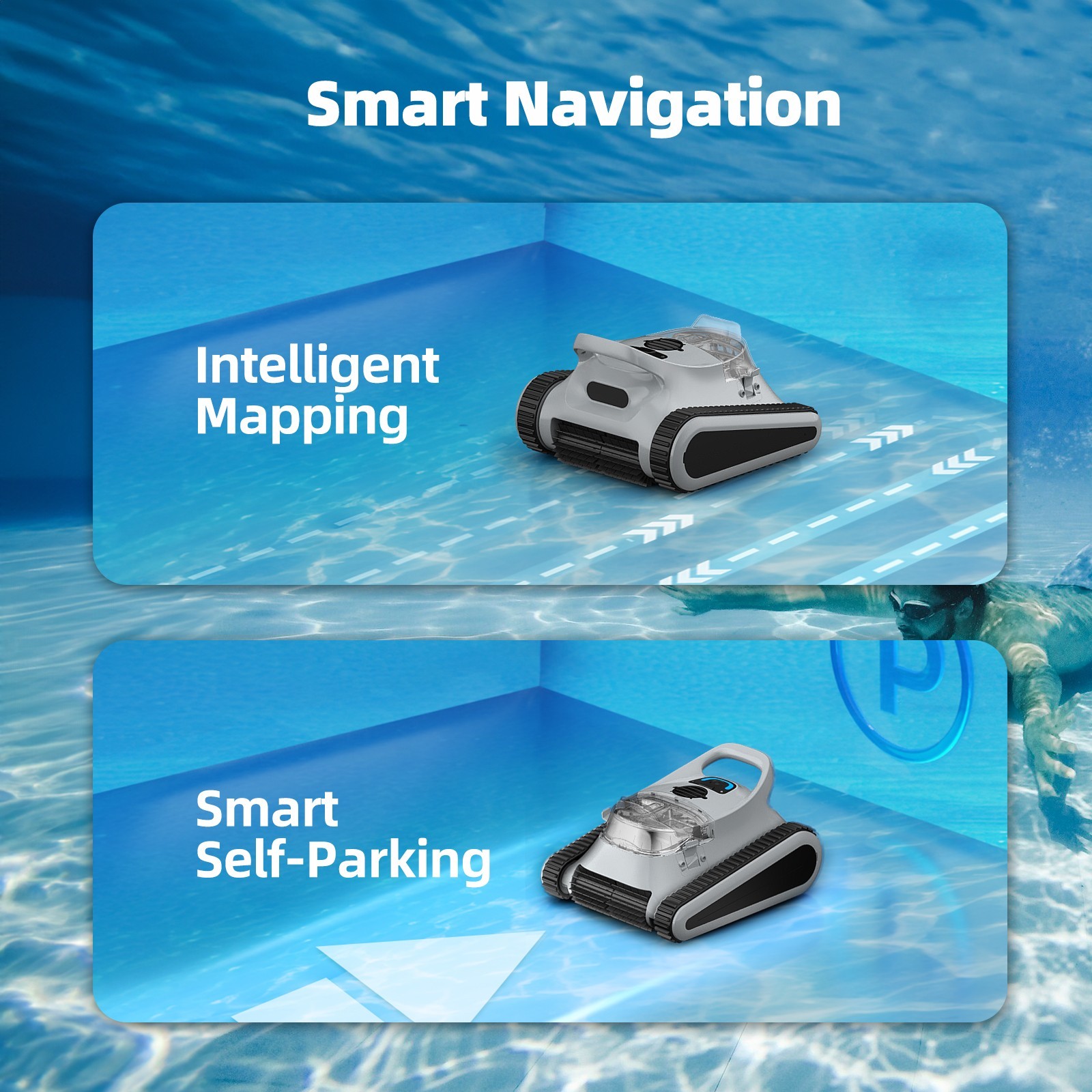 Robotic Pool Cleaner Pool Vacuum Cordless Wall Climbing for Above Inground Pools