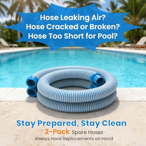 Pool Vacuum Hose 2-Pack, Spare & Replacement, 40&Prime; 1.5in x 40in (2 PACK) Blue