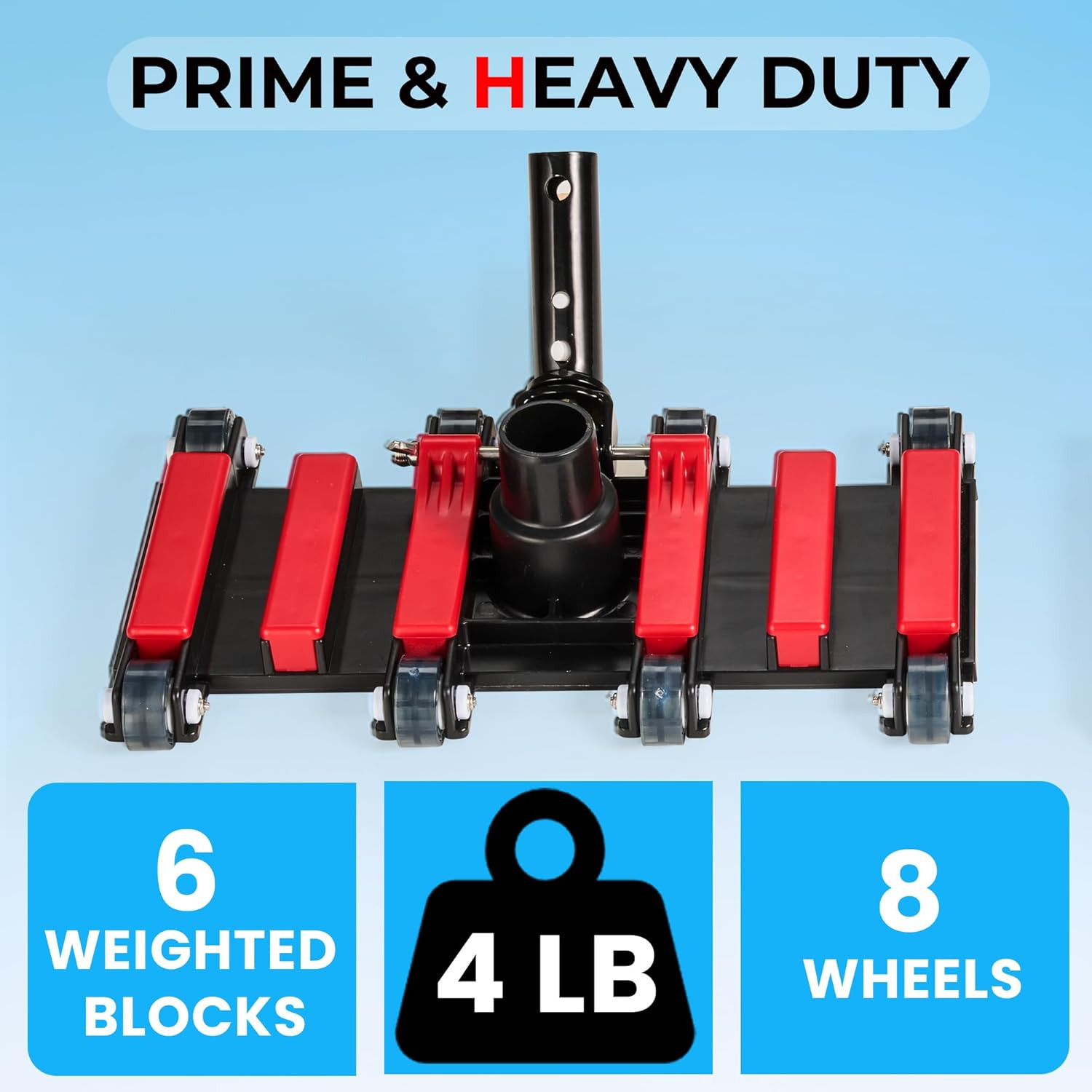 Commercial Grade Pool Vacuum Head with Wheels,14&Prime; Extra-Wide & Weighted Flexible