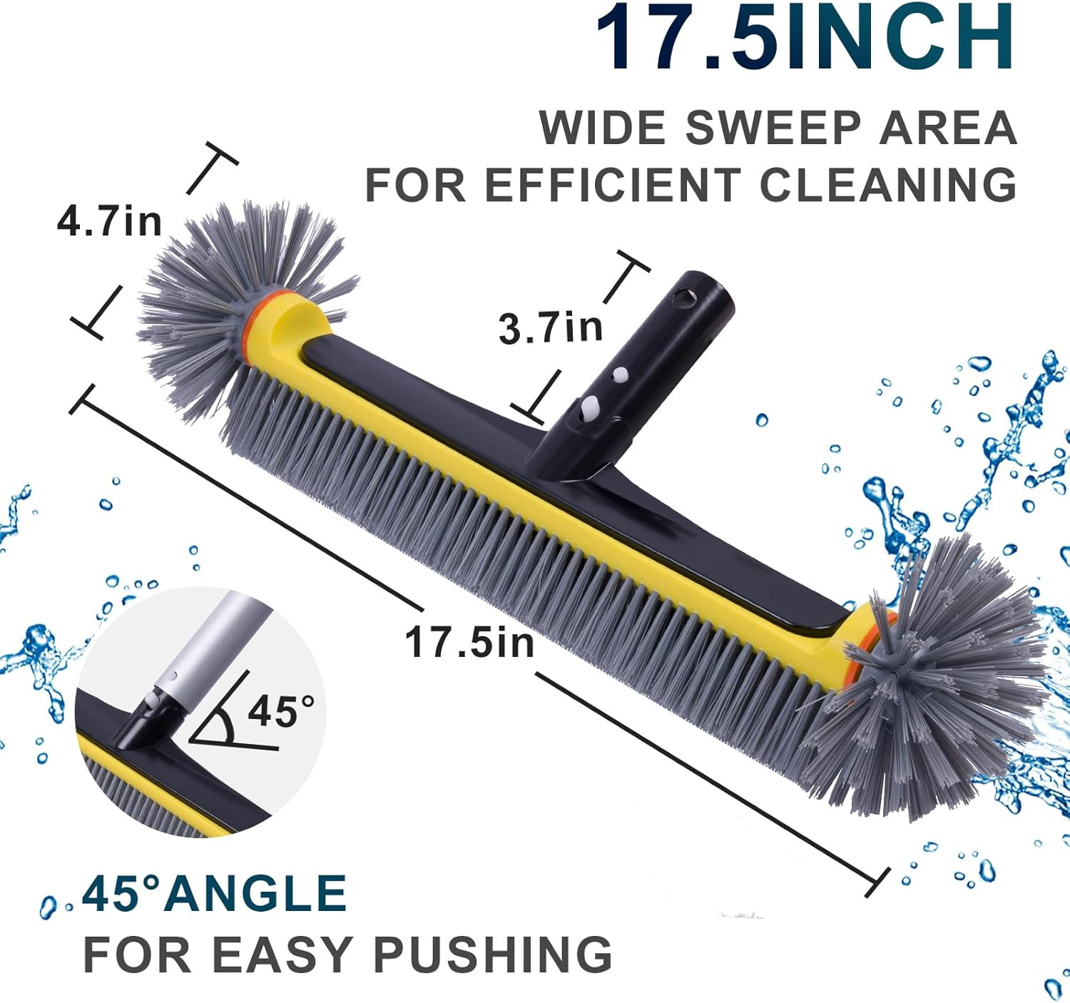 Pool Brush Head with round Ends, Heavy Duty Pool Brushes for Cleaning