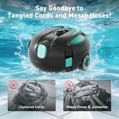Robotic Pool Cleaner Cordless Dual Suction 5200mAh Battery 130 Min Auto Park