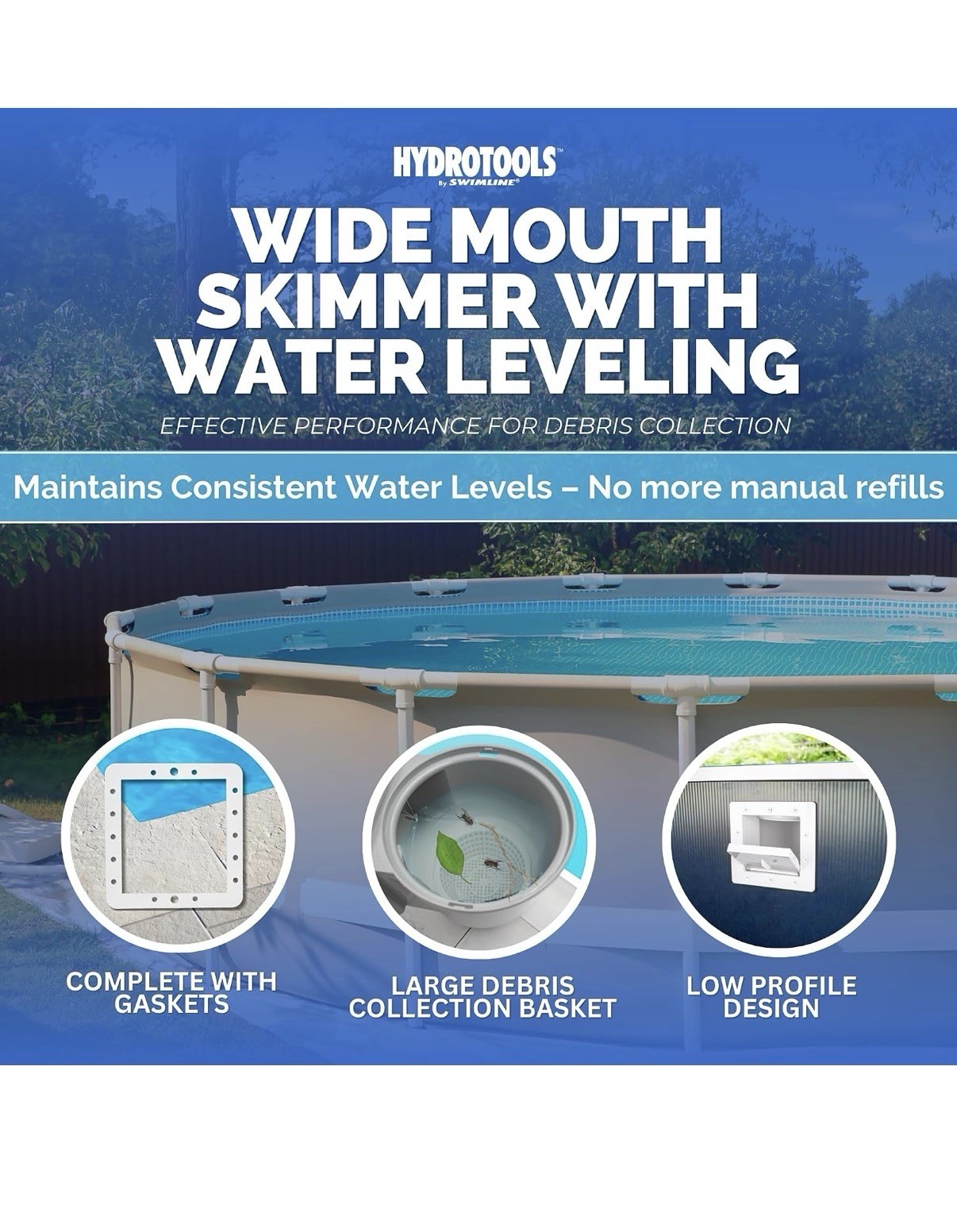 HydroTools White Thru-Wall Skimmer Kit – Above Ground Pools