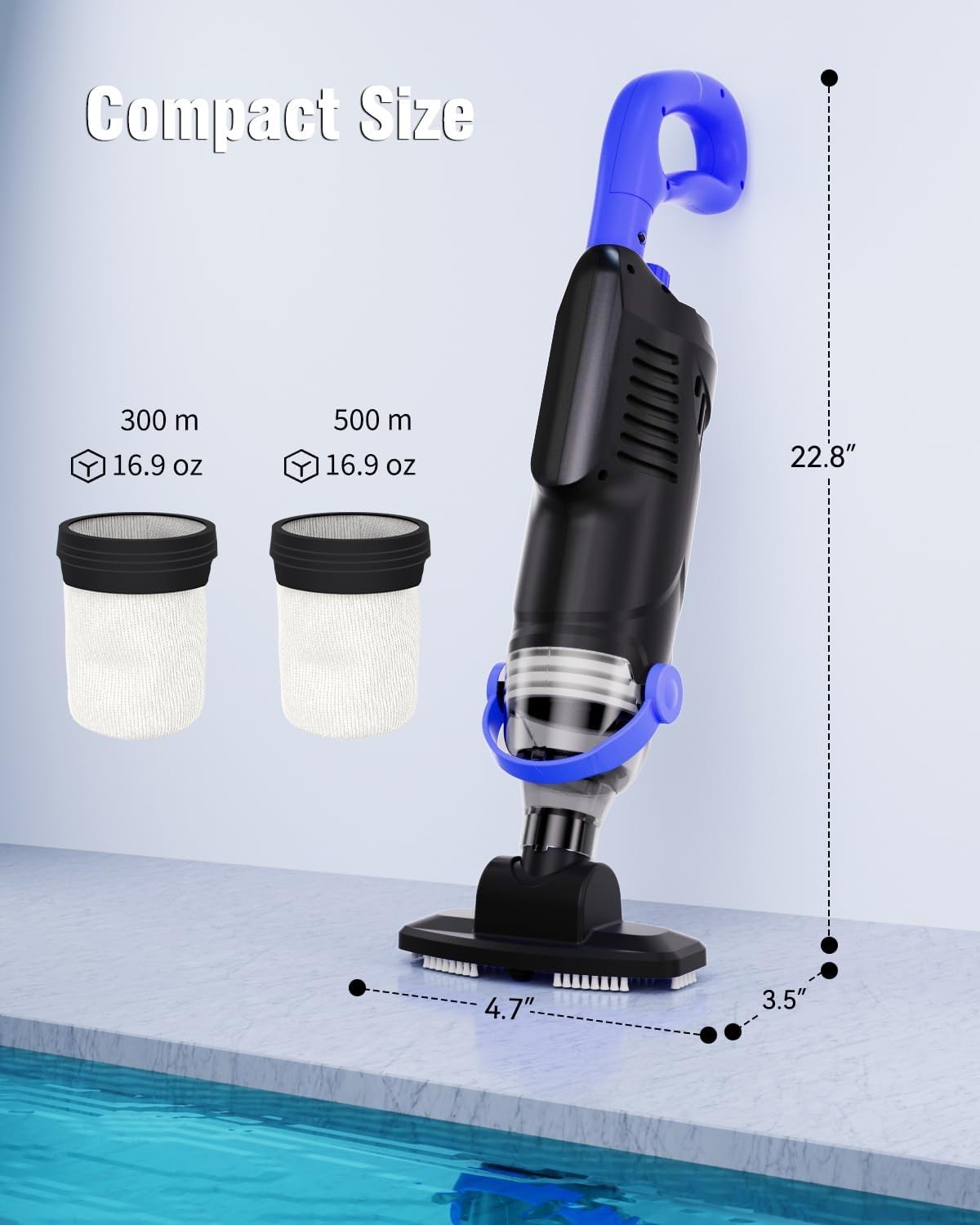 2026 Upgraded Pool Vacuum for Above Ground, 18 GPM Powerful Suction Cordless