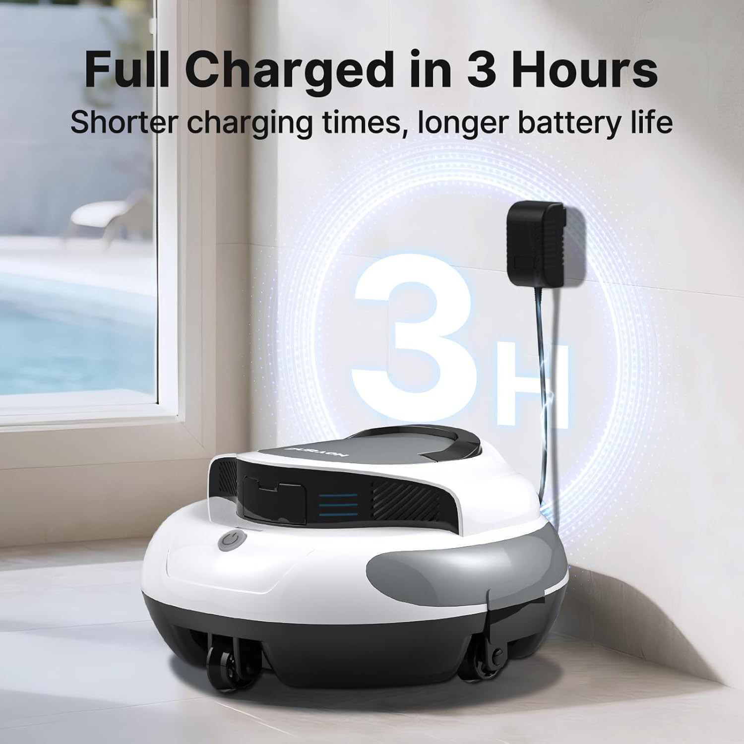 Cordless Automatic Pool Cleaner, Dual High-Suction 35W Motors, 120 Minutes Runti