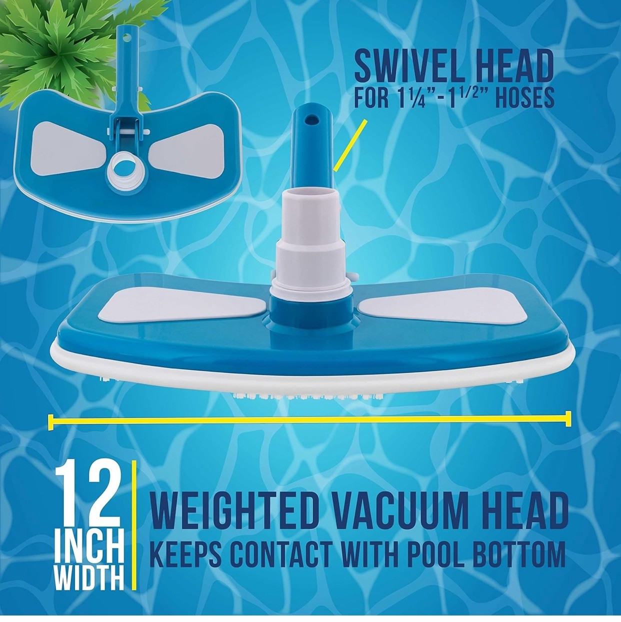 U.S. Pool Supply Deluxe Weighted Pool Vacuum Head, Protection Bumper, Liners