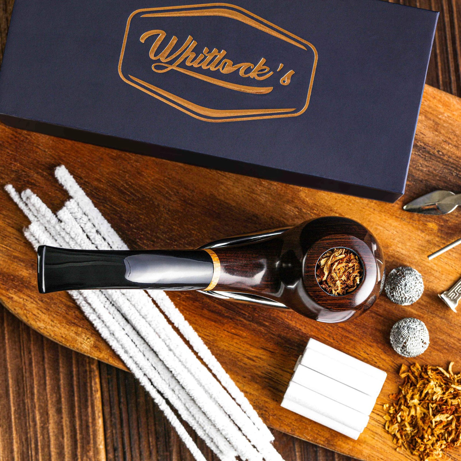 Whitluck&rsquo;s Tobacco Pipe Handmade Wood Smoking Pipe Beginner Gift Set Kit