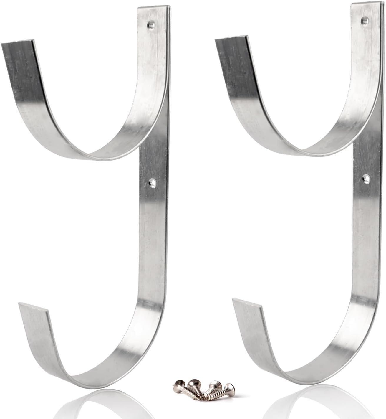 2 Pcs Set Wide Pool Pole Hangers Heavy Duty Silver Aluminium Holder with Screws