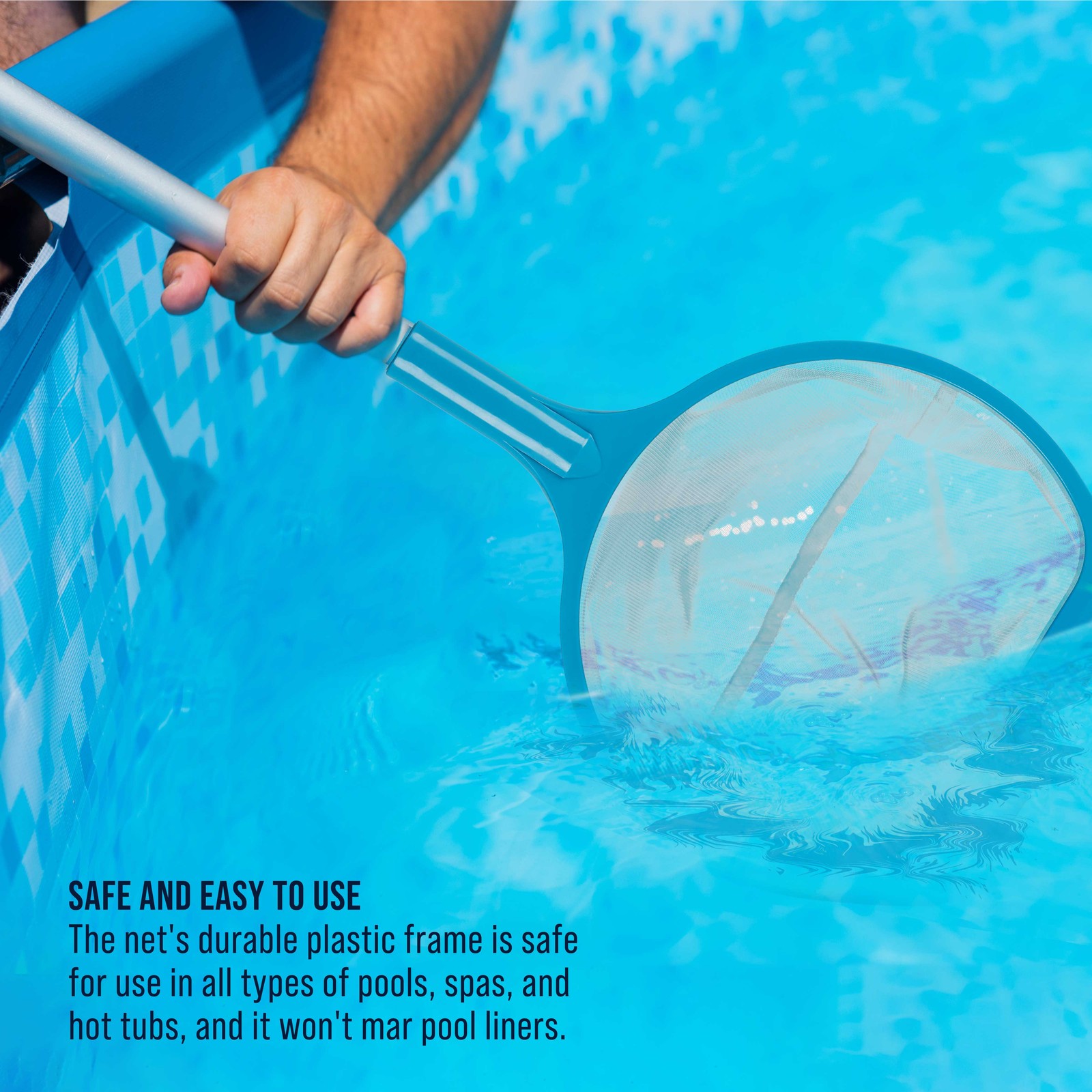 27&Prime; Swimming Pool Hand Leaf Skimmer Net & Pole – Deep Ultra Fine Mesh Netting