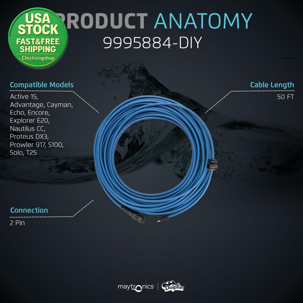Dolphin Replacement 50 FT Blue Communication Cable for S100 Active 15 T25
