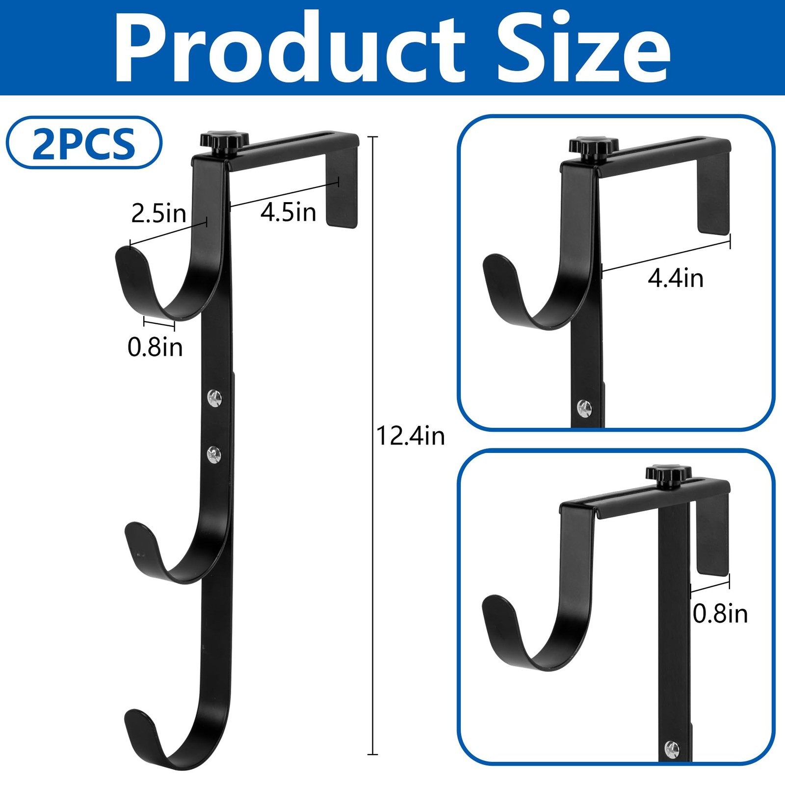 Adjustable Pool Fence Hooks for Skimmer Poles, Rakes, Nets Rustproof Holder